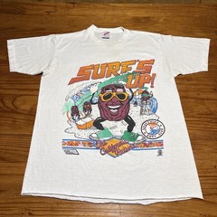Vintage 80s California Raisins Tour Band Shirt Single Stitch Surf Raw Edge Hem L