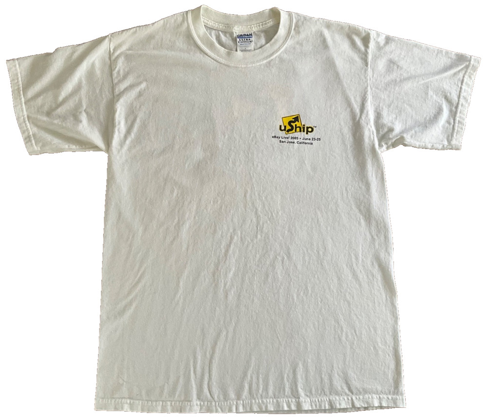 Vintage 2005 uShip eBay Live! San Jose Promo T-Shirt Large Gildan White Tech Tee