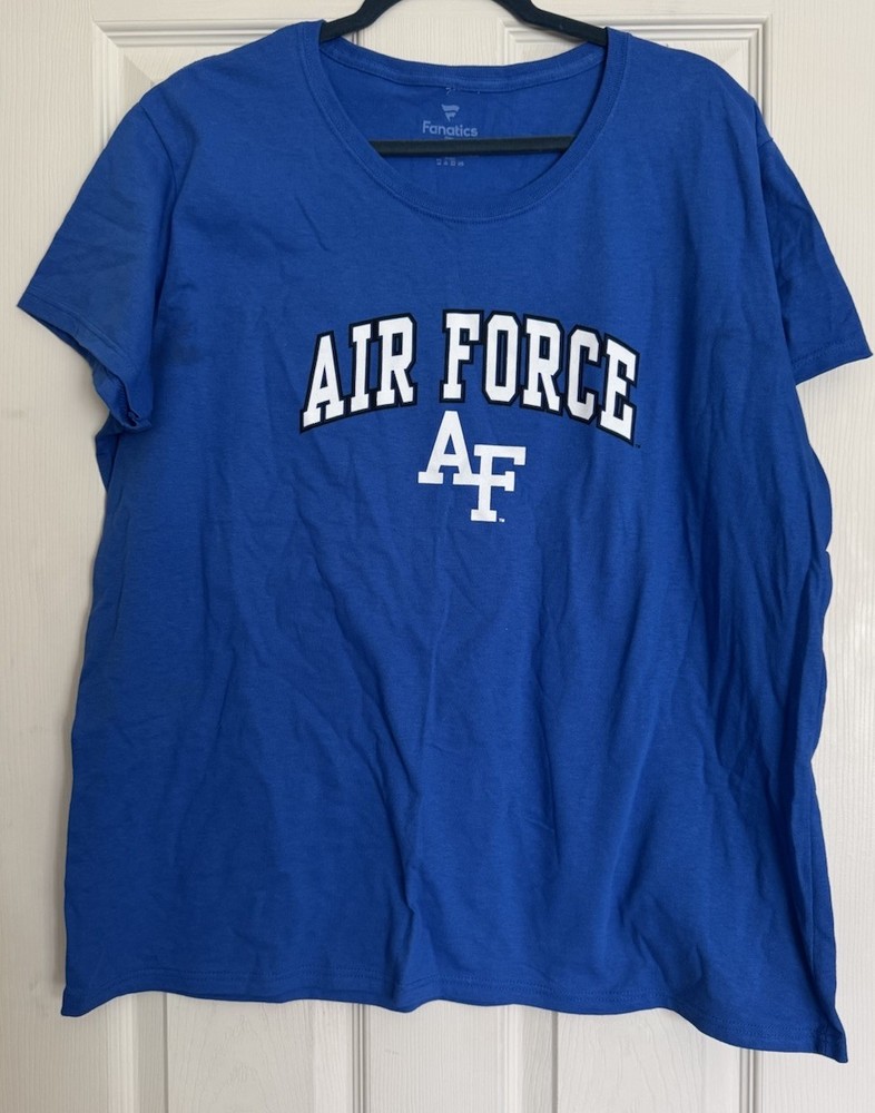 NWOT Fanatics Womens Blue Air Force AF Graphic Logo Sleeve T-Shirt 2XL