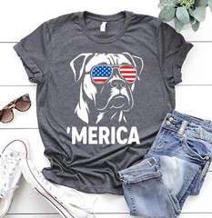 Boxer Dog Patriotic T-Shirt 4th of July American Flag Dog Owner Gift