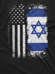 Men’s Israel USA T-shirt support Israel IDF Flag coat of arms Israeli army tee