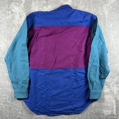Vintage Pendleton Shirt Mens Medium Purple Blue Color Block Wool Lobo USA