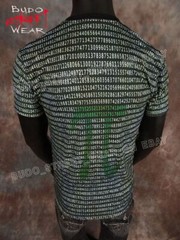 Mens T Shirt Black Computer Code All Over Print Sublimation Designs Slim Stretch