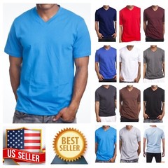 Men’s HEAVY WEIGHT V-Neck T-Shirt Plain Tee BIG & Tall Comfy Camouflage Hipster