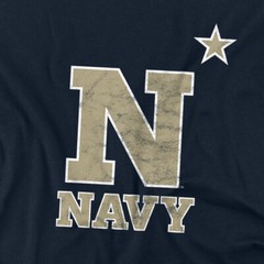US Naval Academy Adult T-Shirt Distressed Primary Logo, Navy, S-5XL