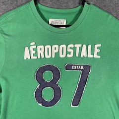 Aeropostale Shirt Mens XL Green 87 Applique Logo Y2K Distressed Streetwear