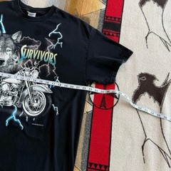 Vintage USA Thunder Lightning Biker Motorcycle T-Shirt Size XL Wolf Survivors