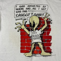 Vintage 90s Fruit of the Loom White Alien Character Cruddy T-Shirt Sz S