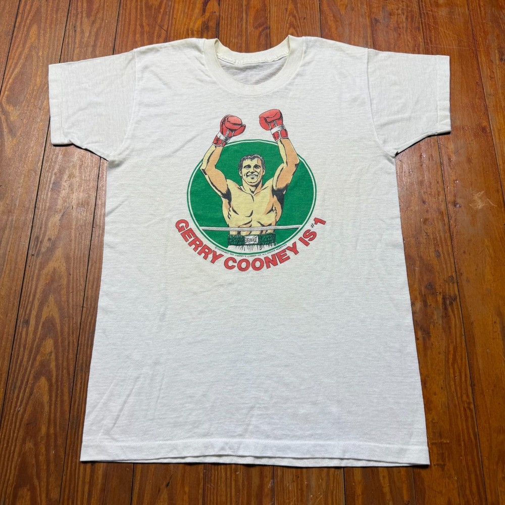 Vintage Irish Gerry Cooney Shirt Mens Size Small Ivory Boxing Promo 1982 80s