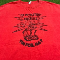 Vintage Red The Revolution Will Be Podcasted and Tin Foil Hat T-Shirt Sz 2XL