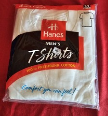 Vintage 1997 Hanes T Shirts Sealed NOS 3 Pack Medium 38-40 White Cotton USA 6 PC