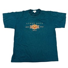 Vintage Australia T-Shirt Ayers Rock Northern Territory Graphic Teal Mens Large