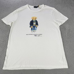 Polo Ralph Lauren Shirt Mens Large Custom Slim Fit Polo Bear Graphic Tee Cotton