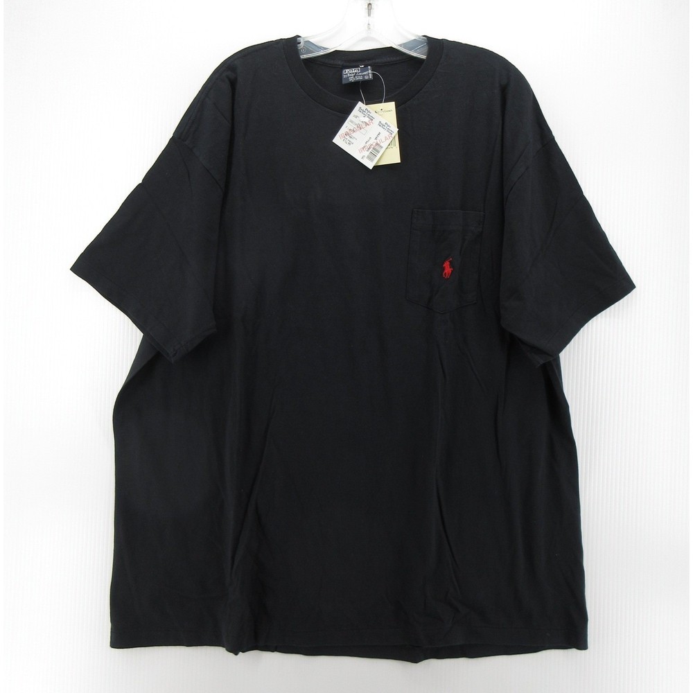VINTAGE Polo Ralph Lauren Shirt Men XL Black 90s Blank Single Stitch Pony USA