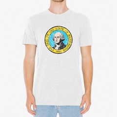 Washington Flag – State Pride Triblend Mens T-Shirt – Heather White