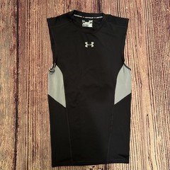Mens Under Armour Heat Gear Black Grey Sleeveless Compression Size Small