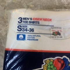 Vintage Fruit Of The Loom Mens White Crew Neck T Shirt 3 Pk 1989 Small 34-36 80s
