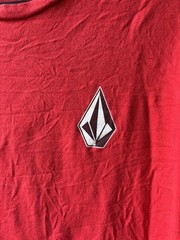 Volcom Men’s Long Sleeve Crew Neck T-Shirt Red Logo Knit Cotton Blend Size M