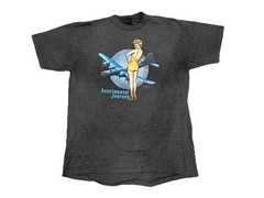 Vintage 80s 1989 3D Emblem Just Brass Pinup Bomber Sentimental Journey T Shirt L
