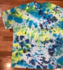 Gildan Heavy Cotton Tye Dye T Shirt Size 2XL Teal Blue Yellow Green Distressed