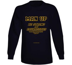 Man Up Be Strong And Courageous Joshua 1 9 Christian Bible Gift T Shirt