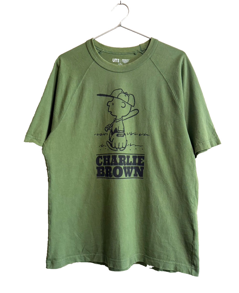 UNIQLO UT Peanuts Charlie Brown Raglan T-Shirt Green Men’s M Vintage Style