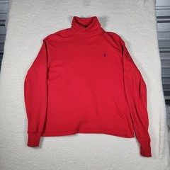 Ralph Lauren Sport Turtleneck Mens Size M Red Long Sleeve Cotton Pony Logo