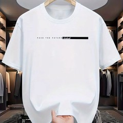 Men’s Summer Cotton Loose Fit Letter Print T Shirt Casual Tee Tshirt Casual Gift