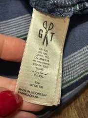 Goodthreads Shirt Men’s XXL Blue Grey Green Black Striped 1/4 Button Collared
