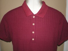 NITAGUT Mens BURGUNDY WINE Casual Short Sleeve Collared Ribbed Knit POLO Shirt S