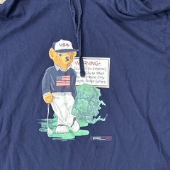 RLX Ralph Lauren Hooded T-Shirt Men L Navy 2025 USA Ryder Cup Polo Bear Golf