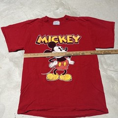 Vintage 80s Disney Mickey Mouse T-Shirt SZ L Genus Red Made in USA Graphic