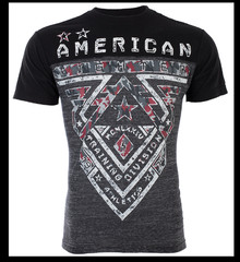 AMERICAN FIGHTER Heather Grey Black CROSSROADS CAMO Athletic Graphic T-shirt NWT