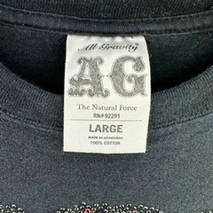 Y2K All Gravity AG The Natural Force The Chosen One Black Rhinestone Tiger Tee L