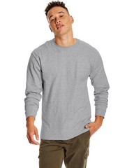 Hanes 5186 Adult Long Sleeve Plain Crew Neck Blank Stylish Beefy-T T-Shirt