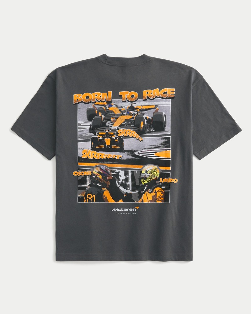 McLaren F1 T-Shirt Born To Race Lando Norris Oscar Piastri Graphic Tee Washed