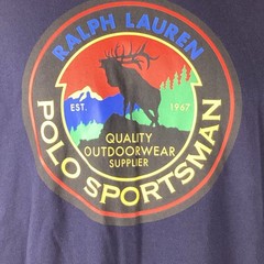 Polo Ralph Lauren Sportsman Hooded T Shirt Mens Medium Big Graphic No Drawstring