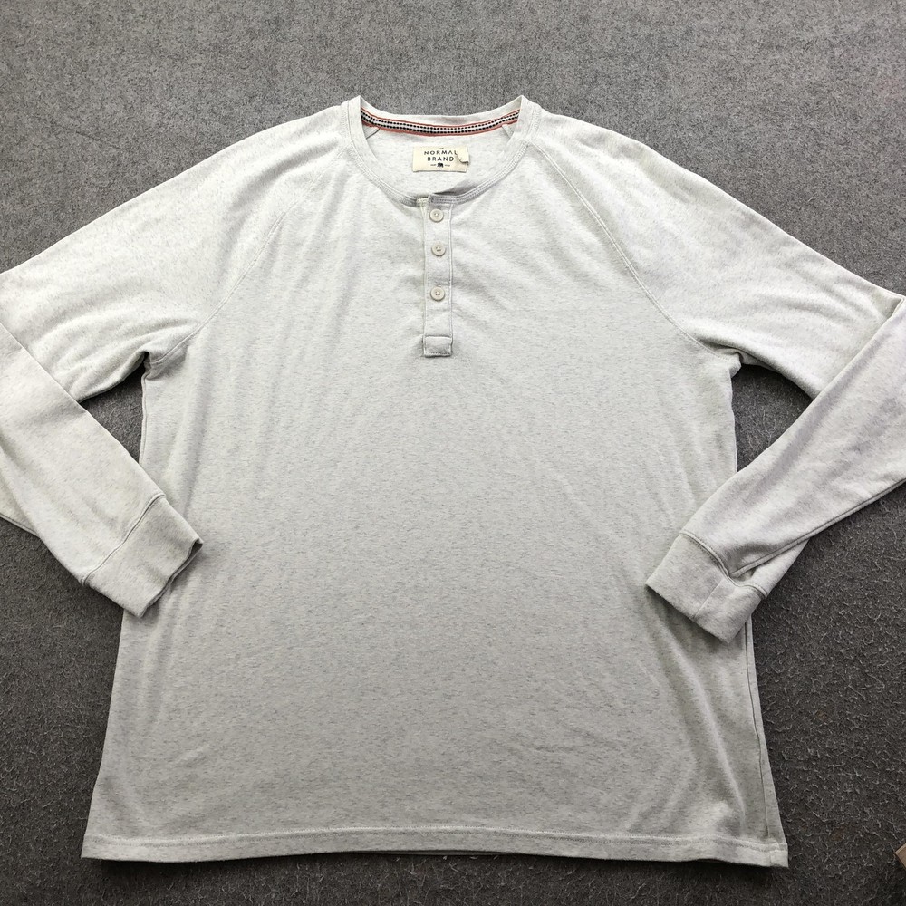 The Normal Brand Shirt Mens XL Gray Long Sleeve Henley Raglan Knit Jersey