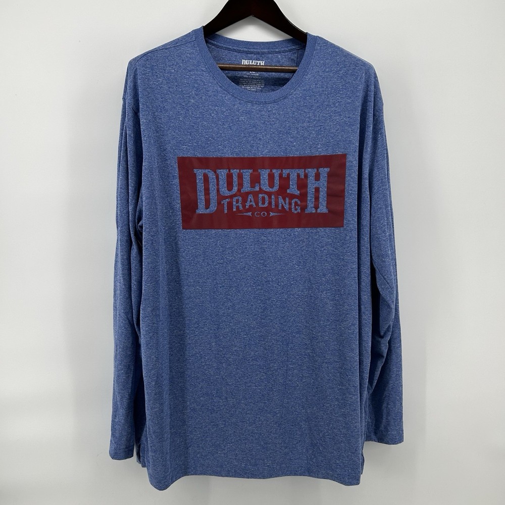 Duluth Trading Co T Shirt Mens 2XL Heather Blue Graphic Long Sleeve Tee Heritage