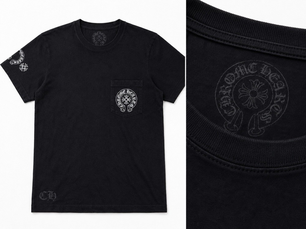 Chrome Hearts Horseshoe Logo Pocket T-Shirt Black