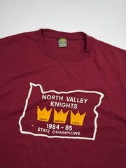 Vintage Jerzees 1984 North Valley Knights Oregon Single Stitch T-Shirt L