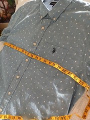 Polo Assasin Mens Sz L. Blue Tiny Palm Trees & Anchors Button Down Soft Cotton
