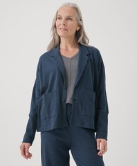 Pact Women’s Airplane Relaxed Blazer French Navy Heather Medium Top Outerwear