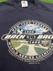 VTG New York Yankees Back To Back 98-99 World Series Champions T-Shirt Size L