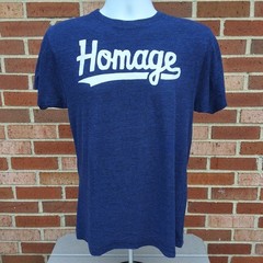 Script HOMAGE Heather Blue T-Shirt – Made In USA – Size Mediumn- VGUC