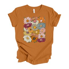 Retro Daisy Collage Comfort Tee Colorful Vintage Flower Shirt
