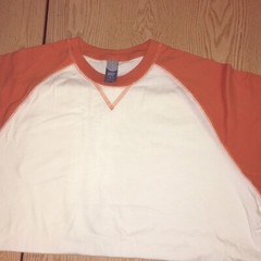 B30 New Men’s Cotton White/Burnt Orange Baseball Style Look T-Shirt size Large