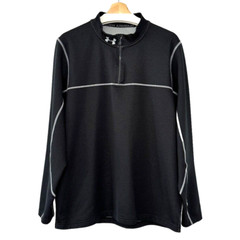Under Armour Mens 2XL Black Pullover 1/4 Zip Long Sleeve Coldgear 1232672 Logo