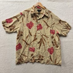 vtg/y2k Claiborne Shirt Mens XL Extra Large Tan 100% Linen Tropical Button Up
