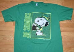 VTG 1990s Snoopy St Patricks Day Joe Shamrock Single Stitch Peanuts Green USA L